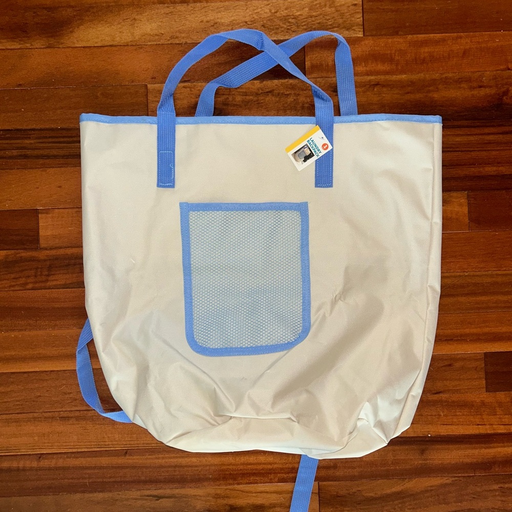 Beige and Blue Tote Bag